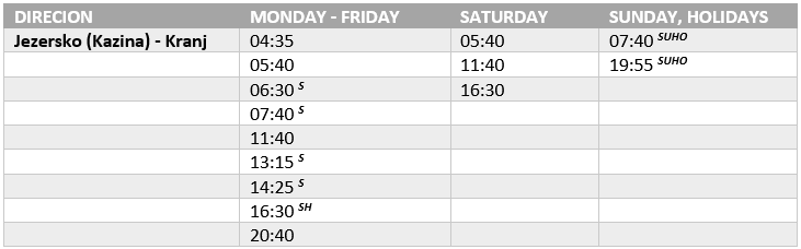 BUS schedule